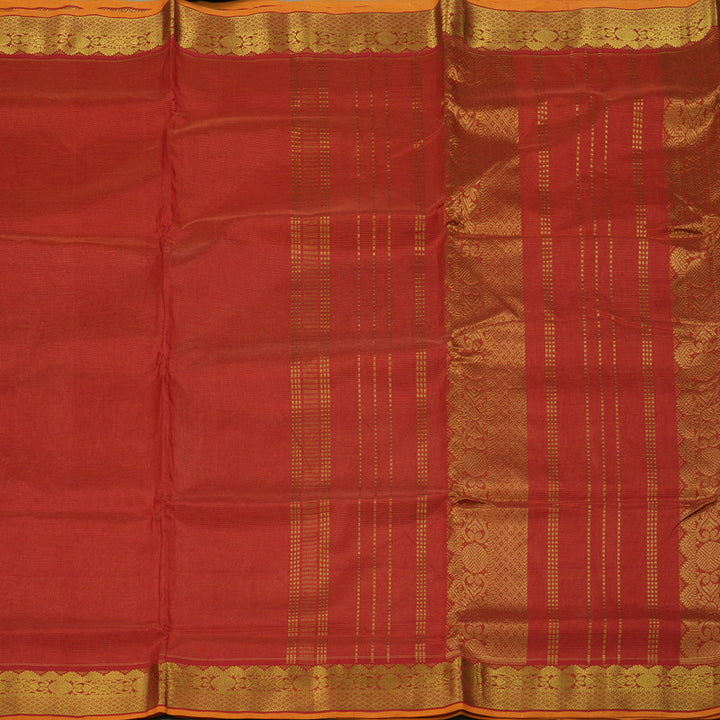 Hayagrivas Handloom Red Ten Yards Kanjivaram Silk Cotton Saree KBE141D3-4