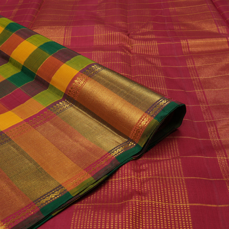 Hayagrivas Handloom Multicolour Checks Kanjivaram Silk Saree KBE1421J3-1