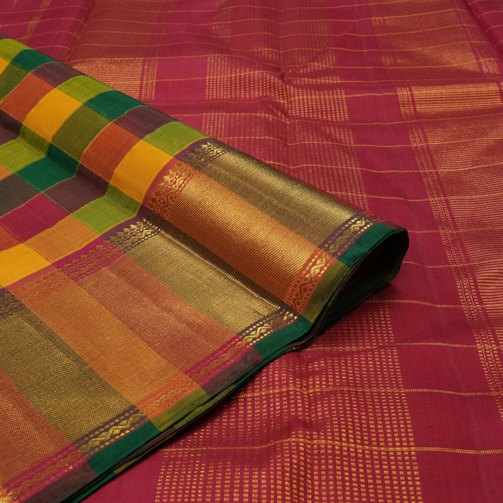 Hayagrivas Handloom Multicolour Checks Kanjivaram Silk Saree KBE1421J3-1
