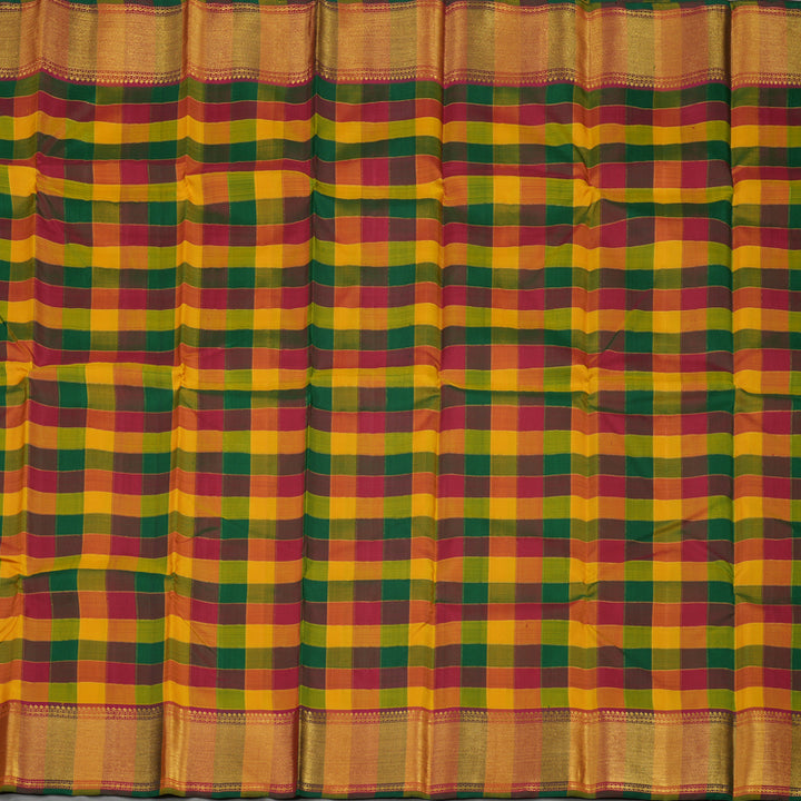 Hayagrivas Handloom Multicolour Checks Kanjivaram Silk Saree KBE1421J3-1