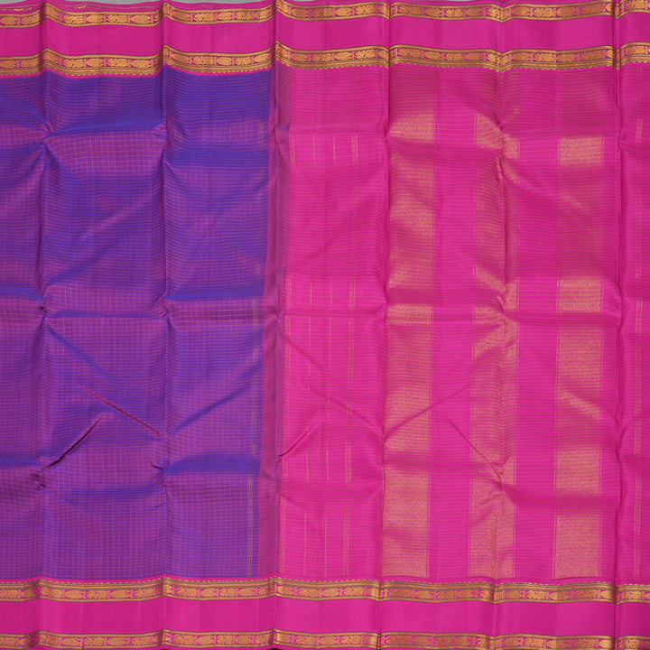 Hayagrivas Handloom Purple Kanjivaram Silk Saree with Rani Pink Border KBE1422J1-1