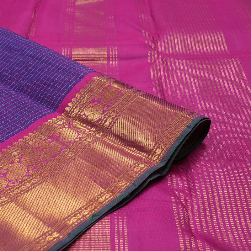 Hayagrivas Handloom Purple Kanjivaram Silk Saree with Magenta Border KBE1422J3-1