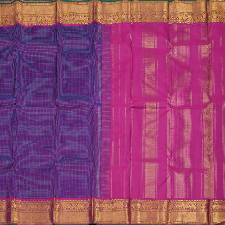 Hayagrivas Handloom Purple Kanjivaram Silk Saree with Magenta Border KBE1422J3-1