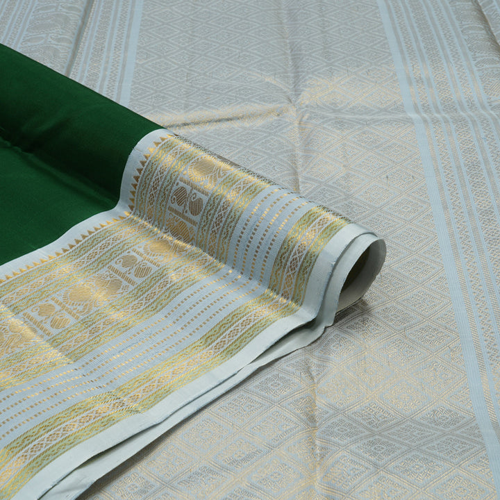 Hayagrivas Handloom Bottle Green Kanjivaram Silk Saree with Powder Blue Border KBE1424J5-1