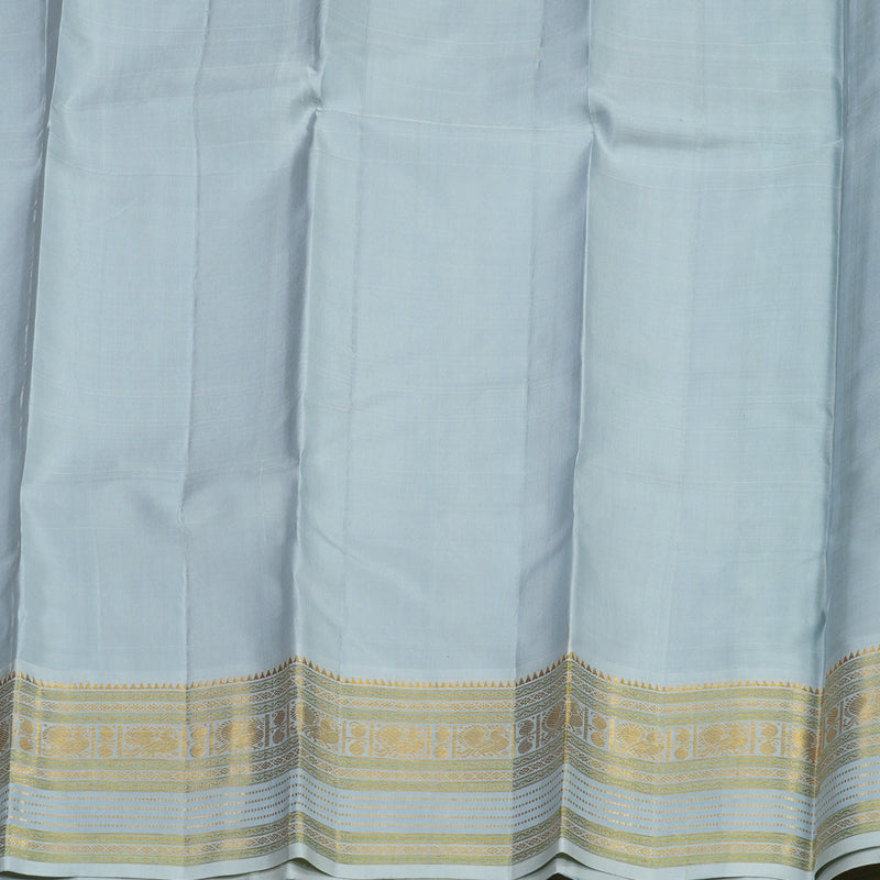 Hayagrivas Handloom Bottle Green Kanjivaram Silk Saree with Powder Blue Border KBE1424J5-1