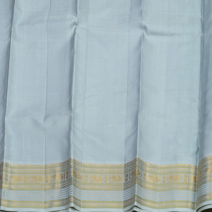 Hayagrivas Handloom Bottle Green Kanjivaram Silk Saree with Powder Blue Border KBE1424J5-1