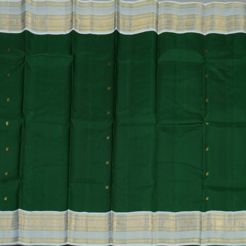 Hayagrivas Handloom Bottle Green Kanjivaram Silk Saree with Powder Blue Border KBE1424J5-1