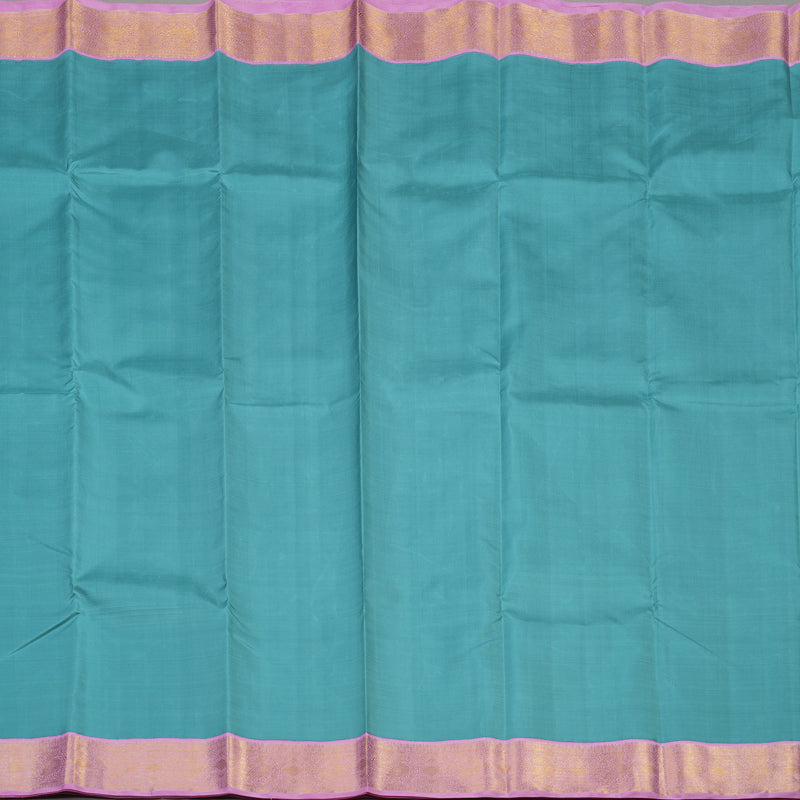 Hayagrivas Handloom Blue Gray Kanjivaram Silk Saree with Lavendar Pink border KBE1425J3-1