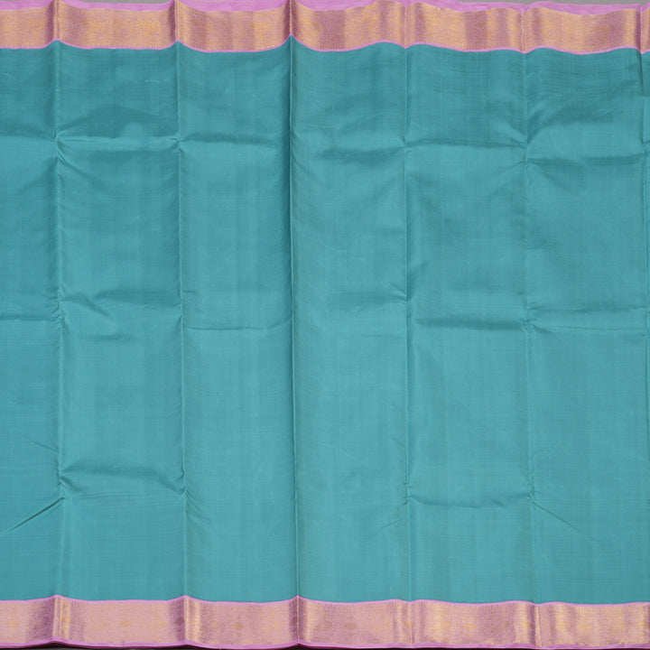 Hayagrivas Handloom Blue Gray Kanjivaram Silk Saree with Lavendar Pink border KBE1425J3-1