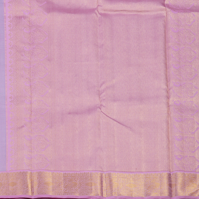 Hayagrivas Handloom Blue Gray Kanjivaram Silk Saree with Lavendar Pink border KBE1425J3-1