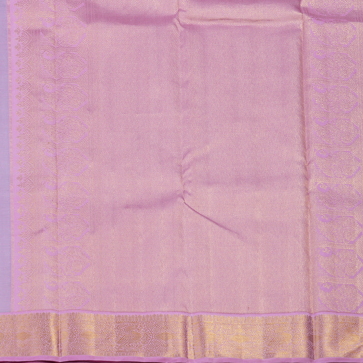 Hayagrivas Handloom Blue Gray Kanjivaram Silk Saree with Lavendar Pink border KBE1425J3-1