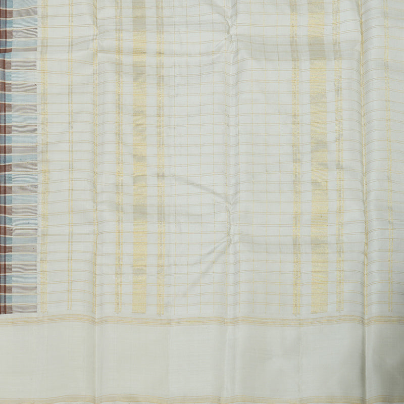 Hayagrivas Handloom Multicolour Checks Kanjivaram Silk Saree with Half White Border KBE1427J2-1