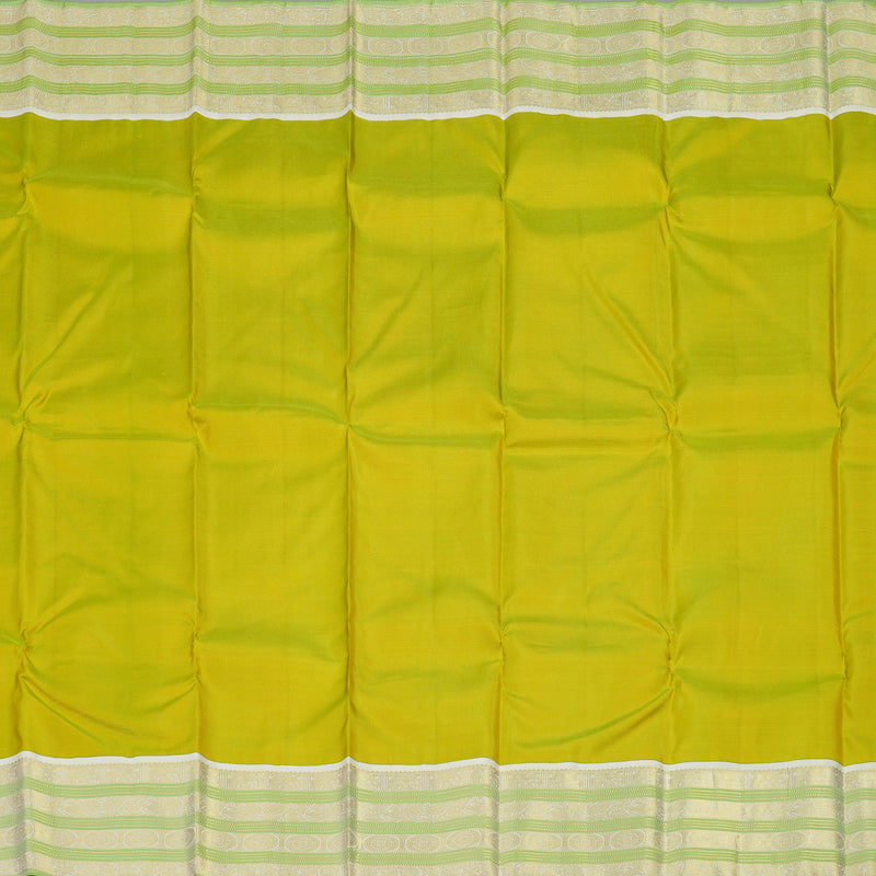 Hayagrivas Handloom Kanjivaram Silk Saree in Fluorescent Green KBE142D6-1
