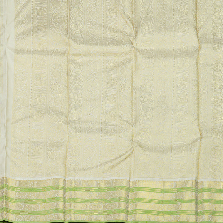 Hayagrivas Handloom Kanjivaram Silk Saree in Fluorescent Green KBE142D6-1