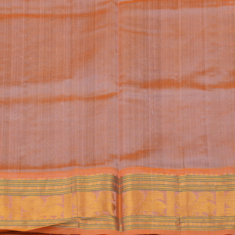 Hayagrivas Handloom Elephant Grey Pure Silk Cotton Saree with Peach Orange Border KBE1431J3-5