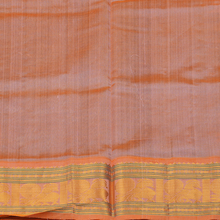Hayagrivas Handloom Elephant Grey Pure Silk Cotton Saree with Peach Orange Border KBE1431J3-5