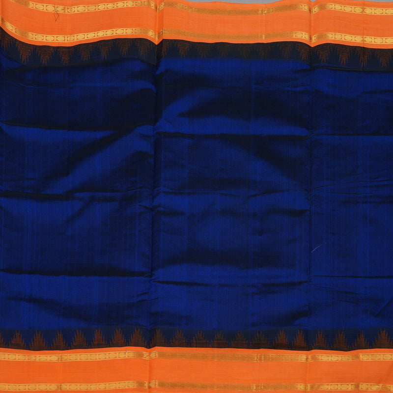 Hayagrivas Royal Blue Pure Silk Cotton Saree with Orange border KBE1431J5-3