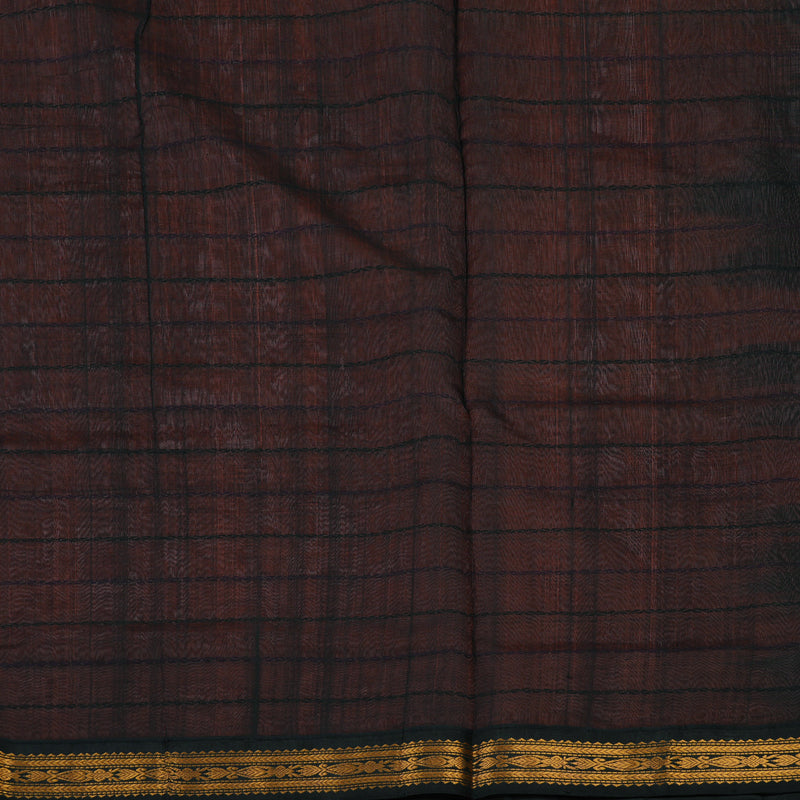 Hayagrivas Peach Orange Pure Silk Cotton Saree with Black border KBE1431J8-1