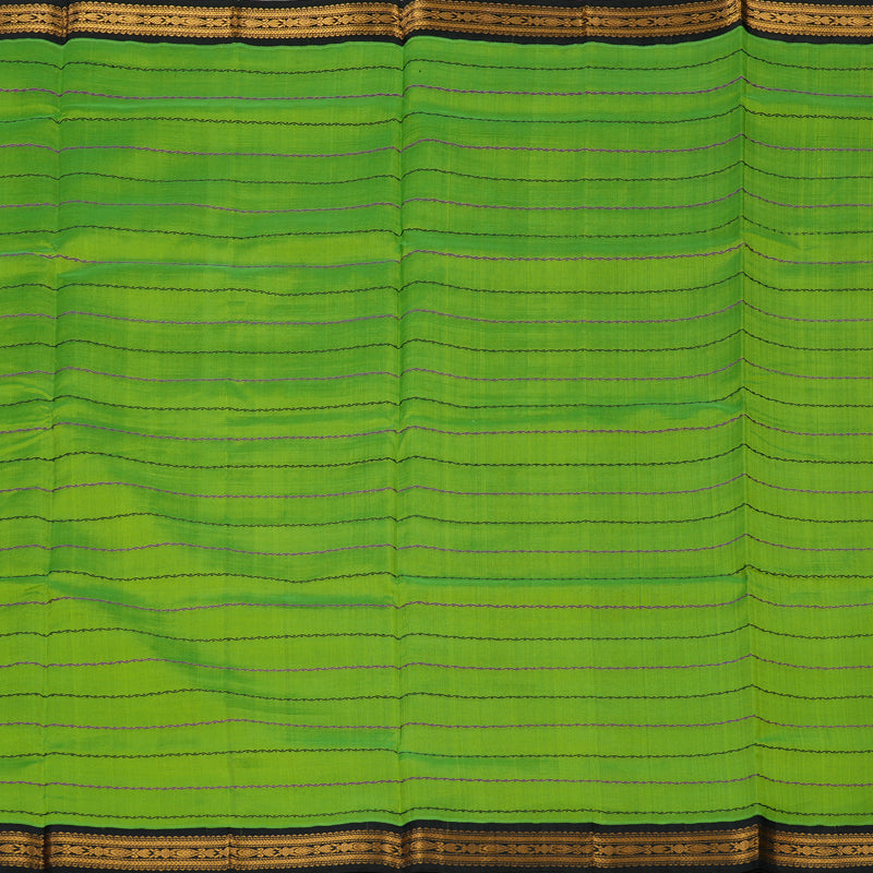 Hayagrivas Pure Silk Cotton Saree in Parrot Green with Black border KBE1431J8-2