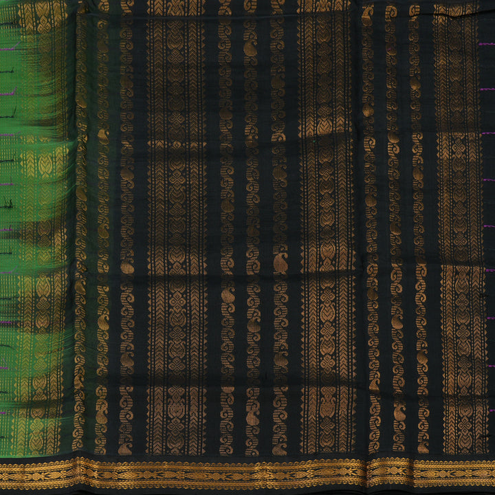 Hayagrivas Pure Silk Cotton Saree in Parrot Green with Black border KBE1431J8-2