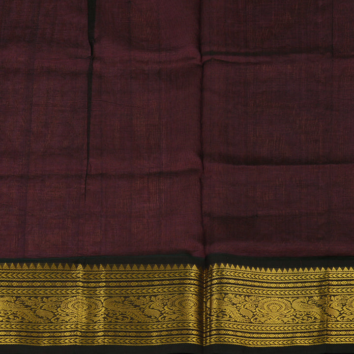 Hayagrivas Bright Pink Pure Silk Cotton Saree with Deep Jamun Shade border KBE1433J7-4