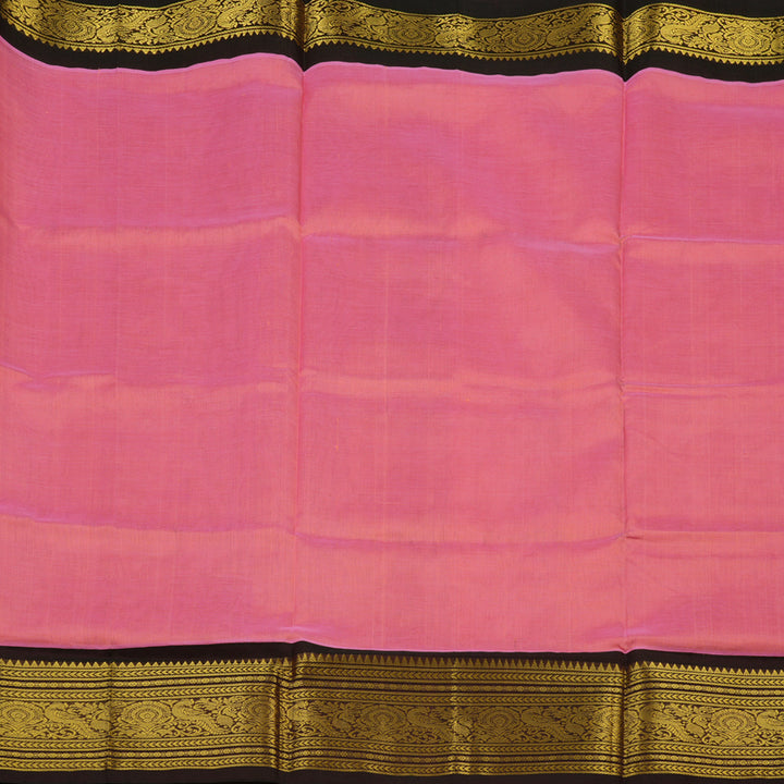 Hayagrivas Bright Pink Pure Silk Cotton Saree with Deep Jamun Shade border KBE1433J7-4