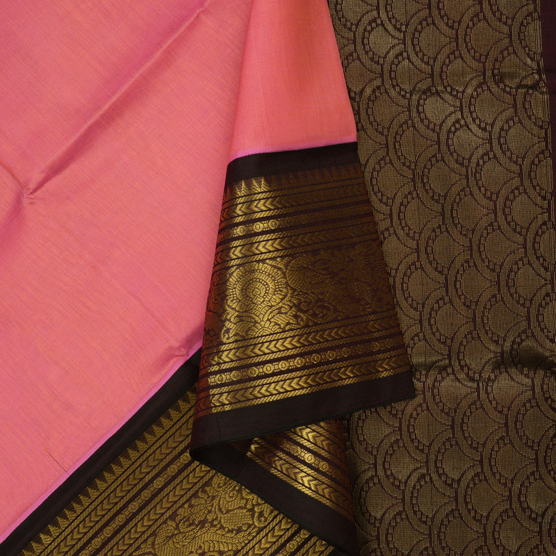 Hayagrivas Bright Pink Pure Silk Cotton Saree with Deep Jamun Shade border KBE1433J7-4