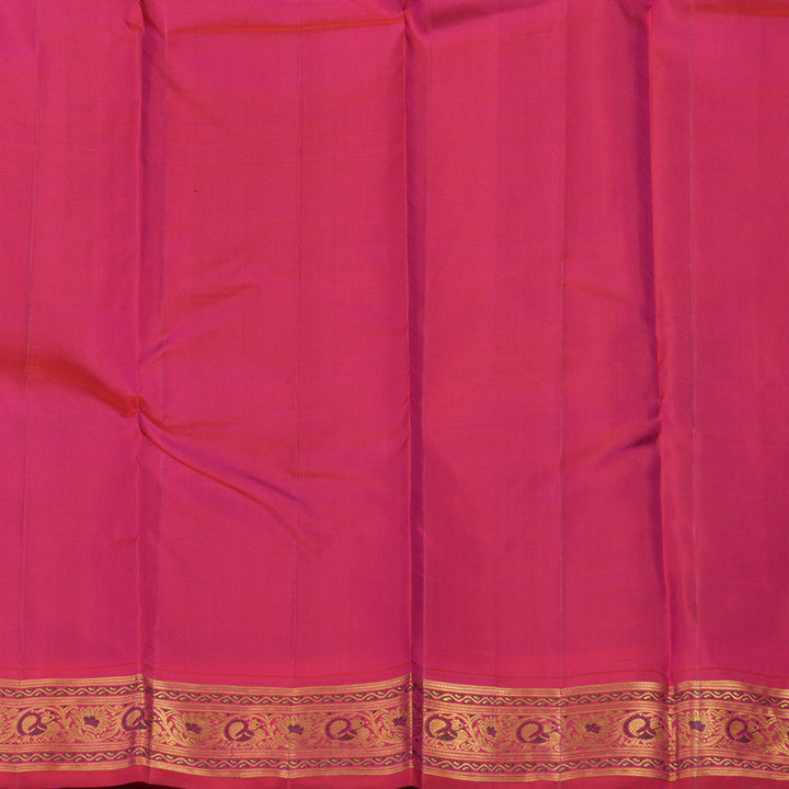 Hayagrivas Handloom Purplish Blue Kanjivaram Silk Saree with Pink border KBE1435J7-1