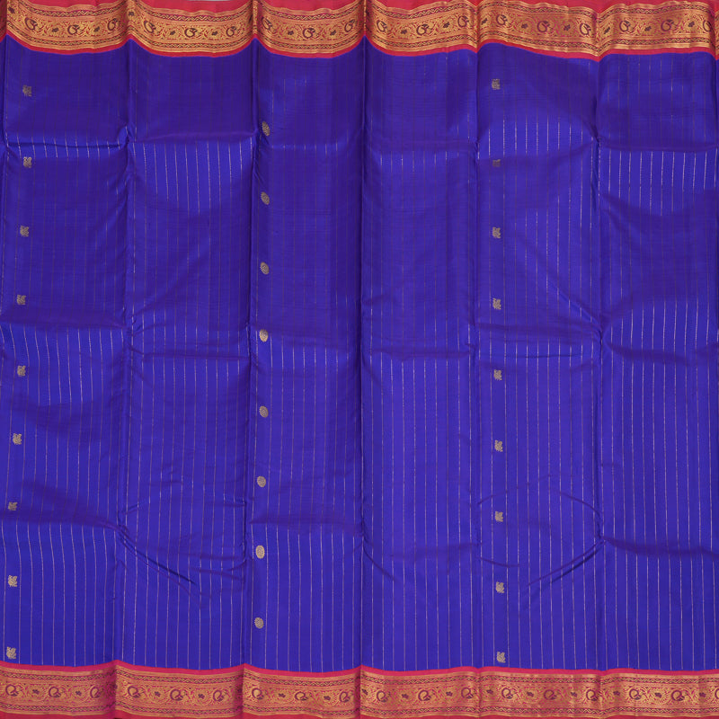 Hayagrivas Handloom Purplish Blue Kanjivaram Silk Saree with Pink border KBE1435J7-1
