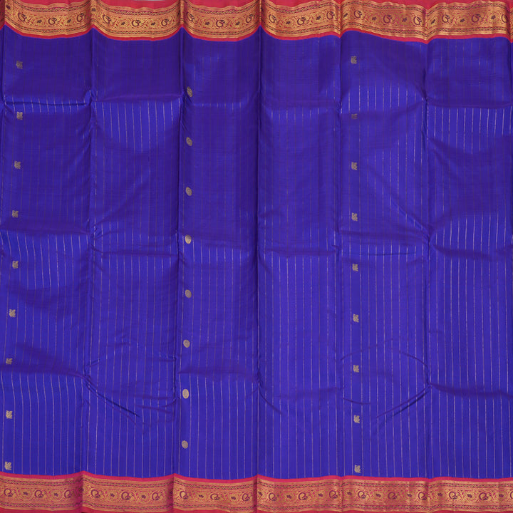Hayagrivas Handloom Purplish Blue Kanjivaram Silk Saree with Pink border KBE1435J7-1