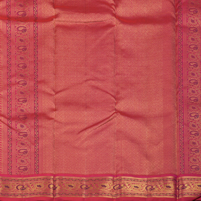 Hayagrivas Handloom Purplish Blue Kanjivaram Silk Saree with Pink border KBE1435J7-1