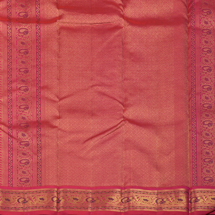 Hayagrivas Handloom Purplish Blue Kanjivaram Silk Saree with Pink border KBE1435J7-1