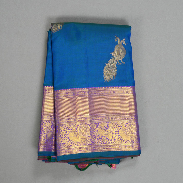 Hayagrivas Handloom Mayilkazhuthu Kanjivaram Silk Saree with Purple Border KBE1436J3-7