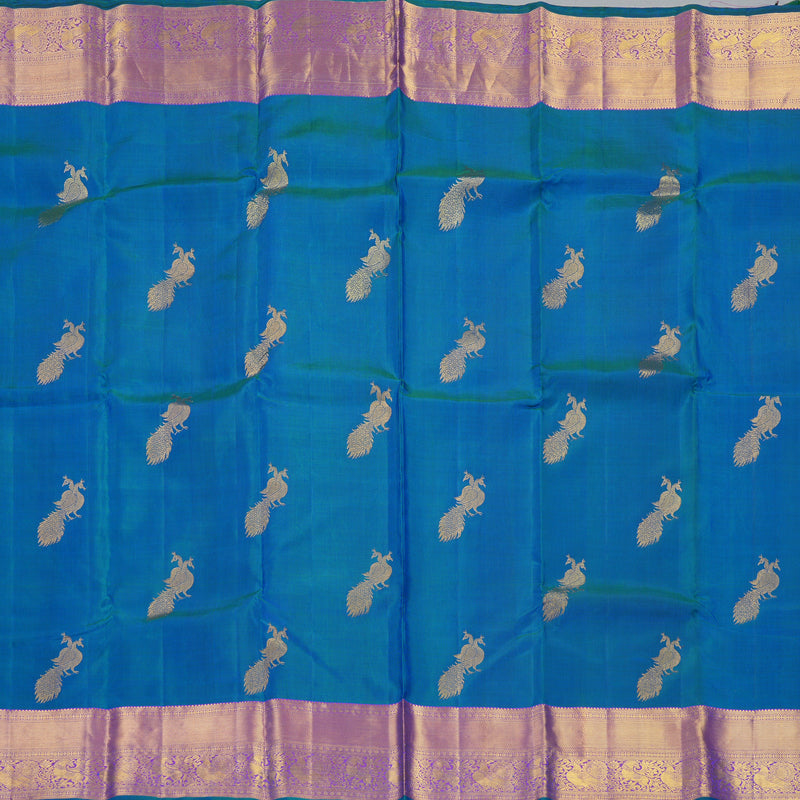 Hayagrivas Handloom Mayilkazhuthu Kanjivaram Silk Saree with Purple Border KBE1436J3-7