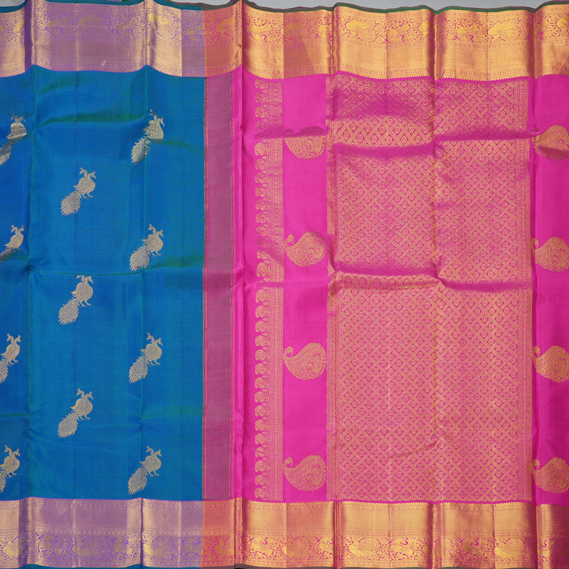 Hayagrivas Handloom Mayilkazhuthu Kanjivaram Silk Saree with Purple Border KBE1436J3-7