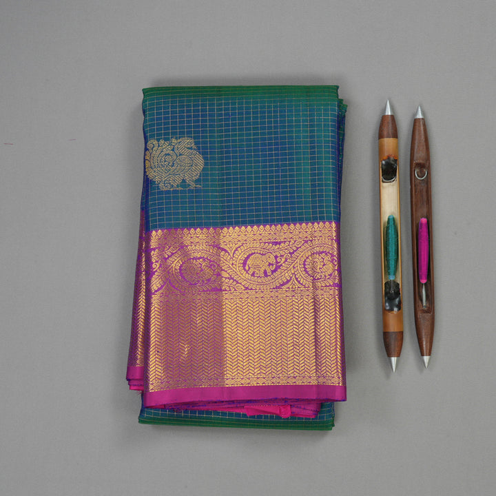 Hayagrivas Handloom Mayilkazhuthu Kanjivaram Silk Saree with Purple Border KBE1436J7-1