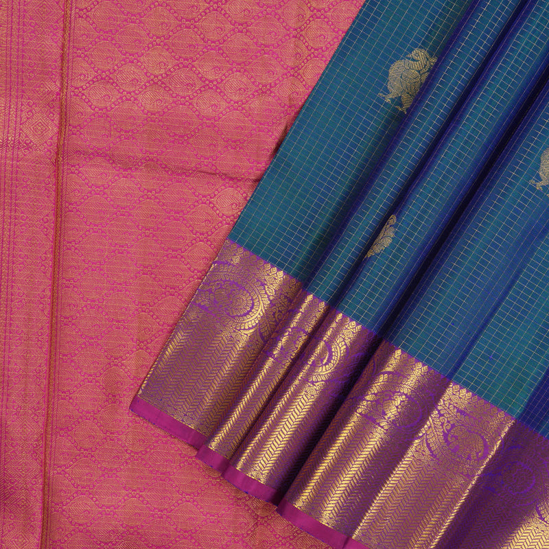 Hayagrivas Handloom Mayilkazhuthu Kanjivaram Silk Saree with Purple Border KBE1436J7-1