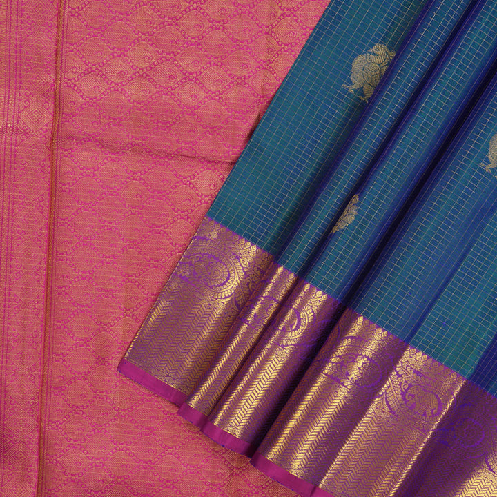 Hayagrivas Handloom Mayilkazhuthu Kanjivaram Silk Saree with Purple Border KBE1436J7-1