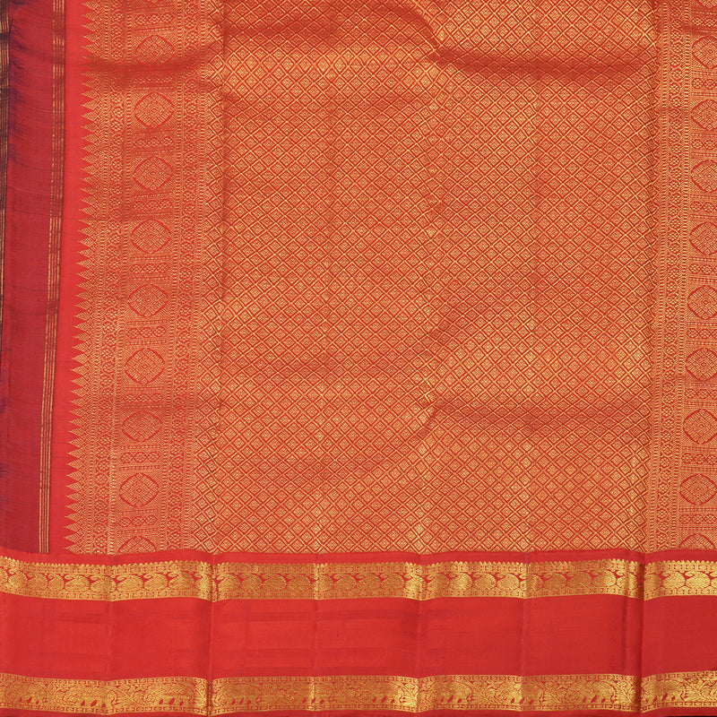 Hayagrivas Handloom Bottle Green Kanjivaram Silk Saree with Red Border KBE1439J11-1