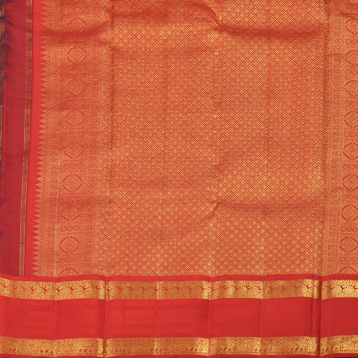 Hayagrivas Handloom Bottle Green Kanjivaram Silk Saree with Red Border KBE1439J11-1