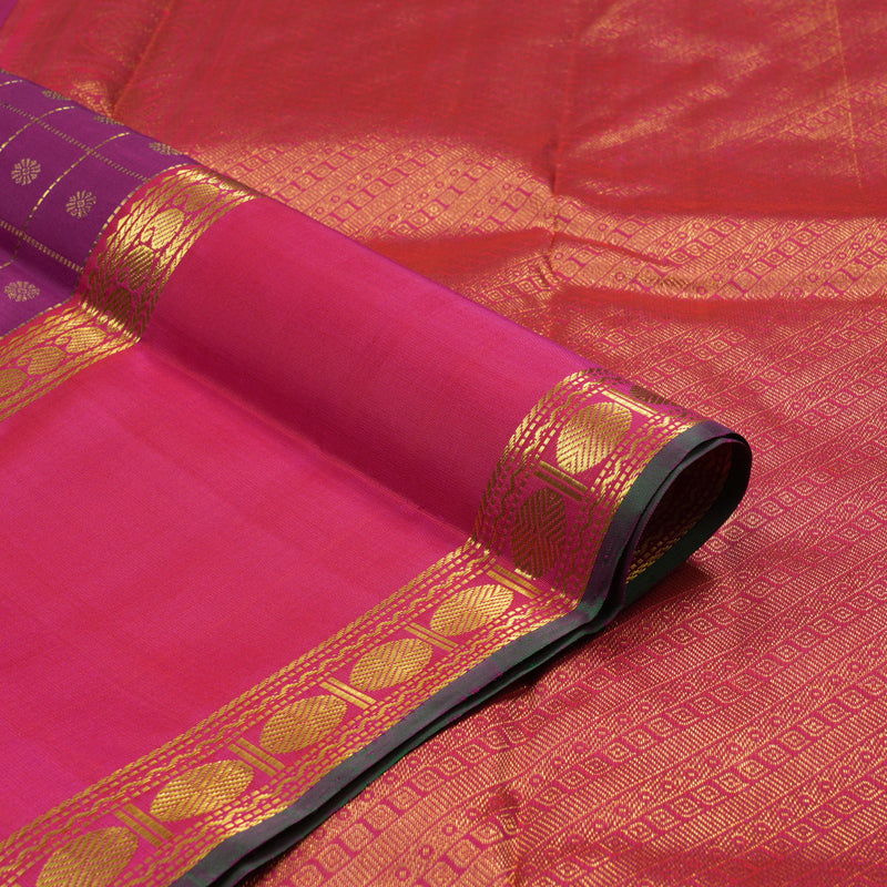 Hayagrivas Handloom Purple Kanjivaram Silk Saree with Rani Pink Border KBE1439J16-1