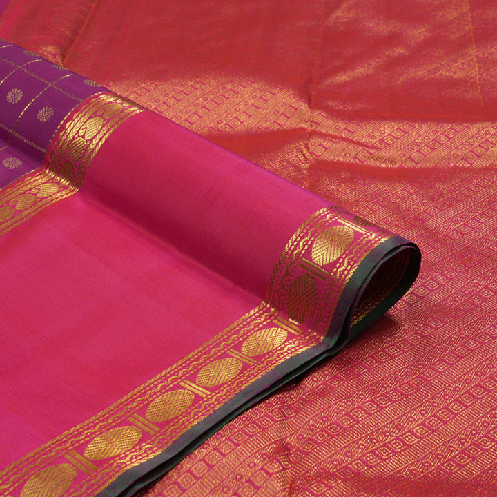 Hayagrivas Handloom Purple Kanjivaram Silk Saree with Rani Pink Border KBE1439J16-1