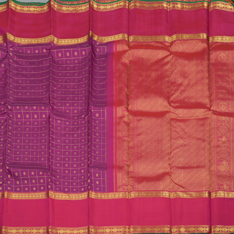 Hayagrivas Handloom Purple Kanjivaram Silk Saree with Rani Pink Border KBE1439J16-1