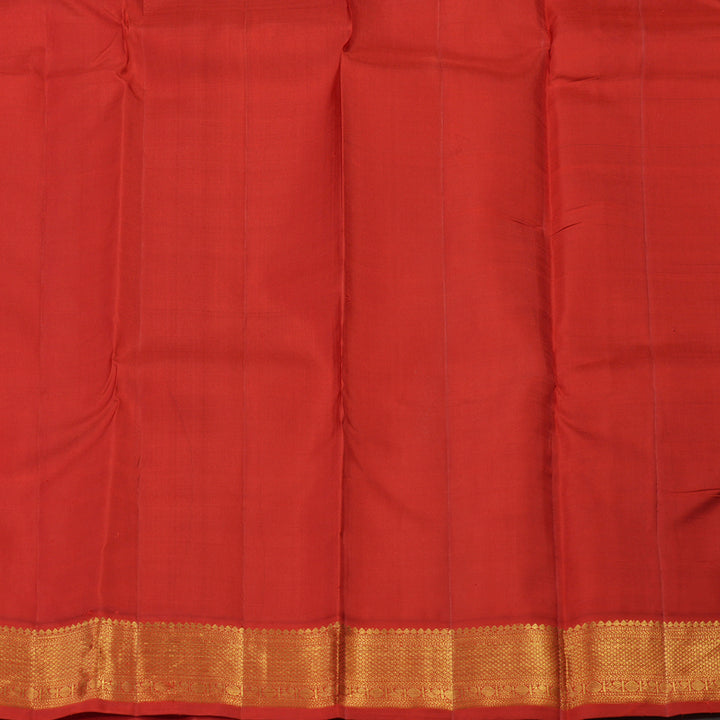Hayagrivas Handloom Deep Purple Kanjivaram Silk Saree with Orangish-Red Border KBE1439J3-1