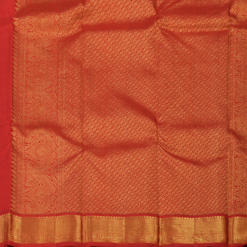 Hayagrivas Handloom Deep Purple Kanjivaram Silk Saree with Orangish-Red Border KBE1439J3-1