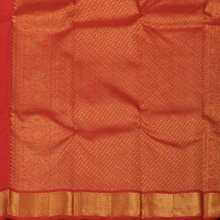 Hayagrivas Handloom Deep Purple Kanjivaram Silk Saree with Orangish-Red Border KBE1439J3-1