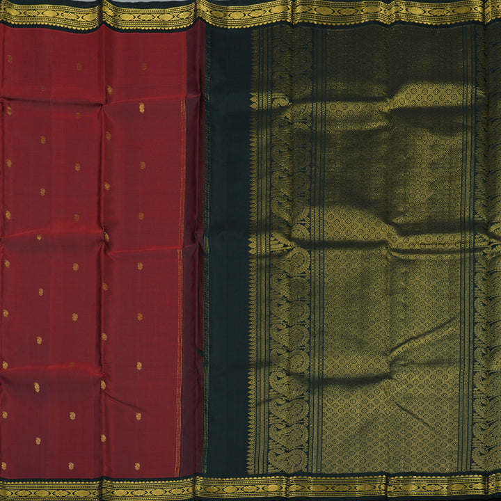 Hayagrivas Handloom Araku Maroon Kanjivaram Silk Saree with Black border KBE1439J4-1