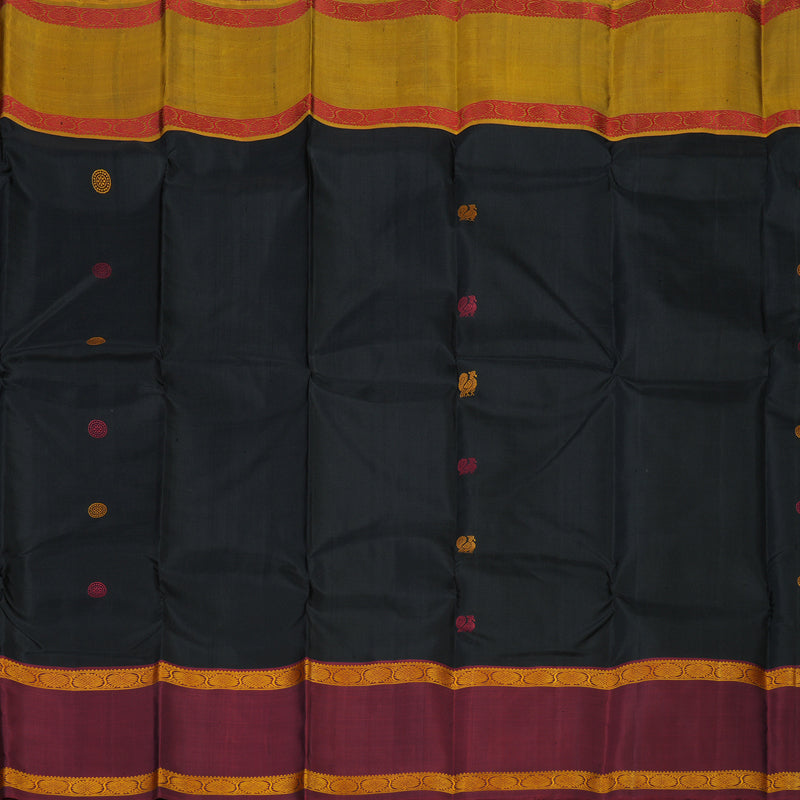 Hayagrivas Handloom Thread Work Silk Saree in Classic Black KBE1439J5-1