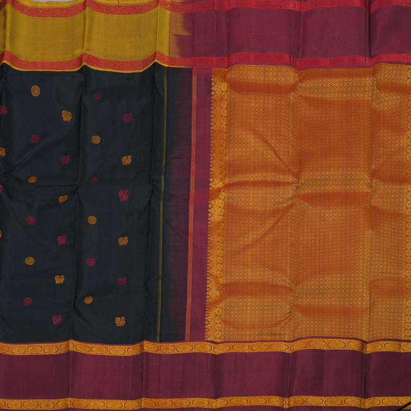 Hayagrivas Handloom Thread Work Silk Saree in Classic Black KBE1439J5-1