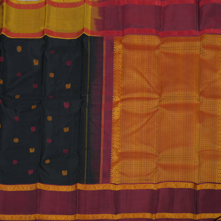 Hayagrivas Handloom Thread Work Silk Saree in Classic Black KBE1439J5-1